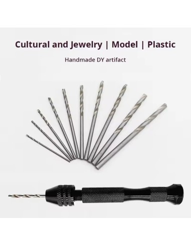 SET MINI TALADRO DE MANO + 10 BROCAS 0,6 A 2,0 MM