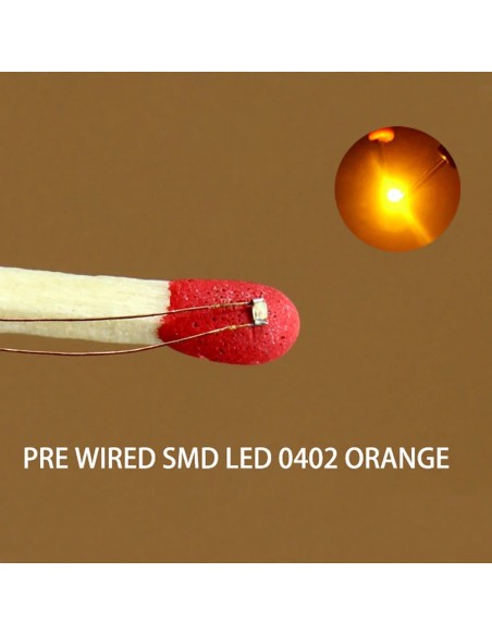 MICRO LED CABLEADO SMD402 NARANJA 1,00x0,50mm + Resistencia x 5u